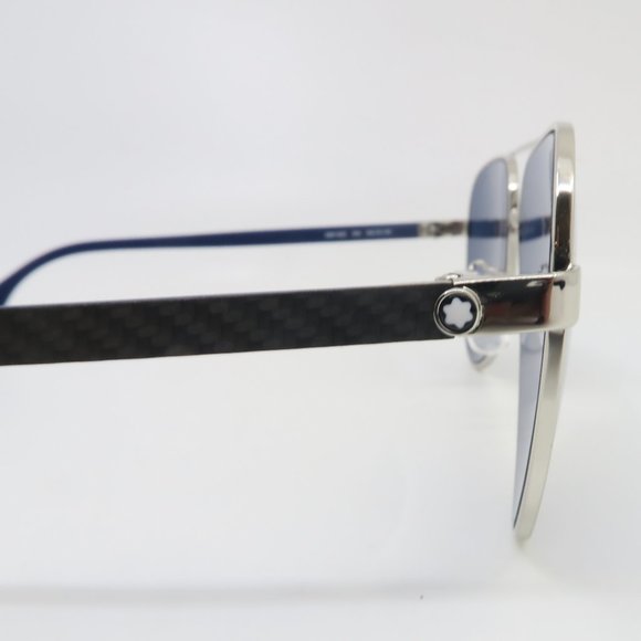 Mont Blanc MB 01825 004 59mm Silver/Blue Carbon Fiber New Men's Sunglasses - Picture 5 of 9